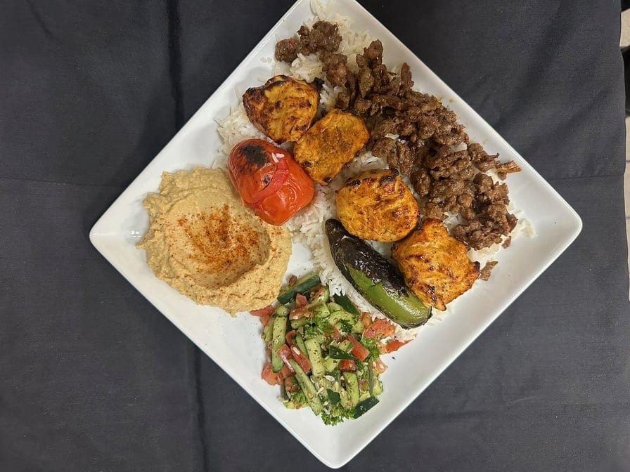 9. Chicken Kebab & Beef Shawarma Combo Plate.