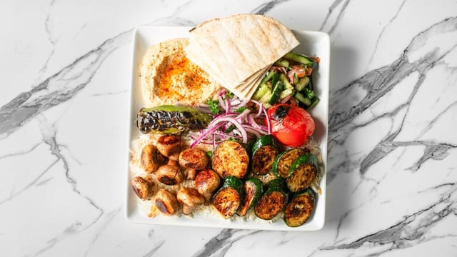 14. Veggie Kabob-Vegan Plate.