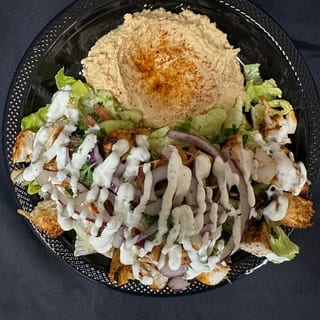 23. Hummus Chicken Kabob Salad