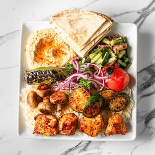 15. Veggie & Chicken Kabob Combo Plate