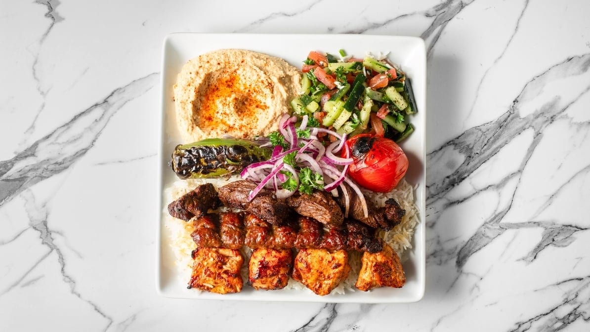 Loaded Kebab Plate (3 Skewers) Plate.
