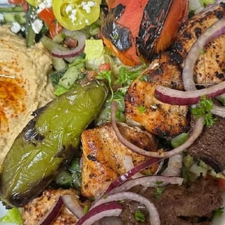 101. Low Carb Beef & Chicken Combo Kebab Plate (2 Skewers)